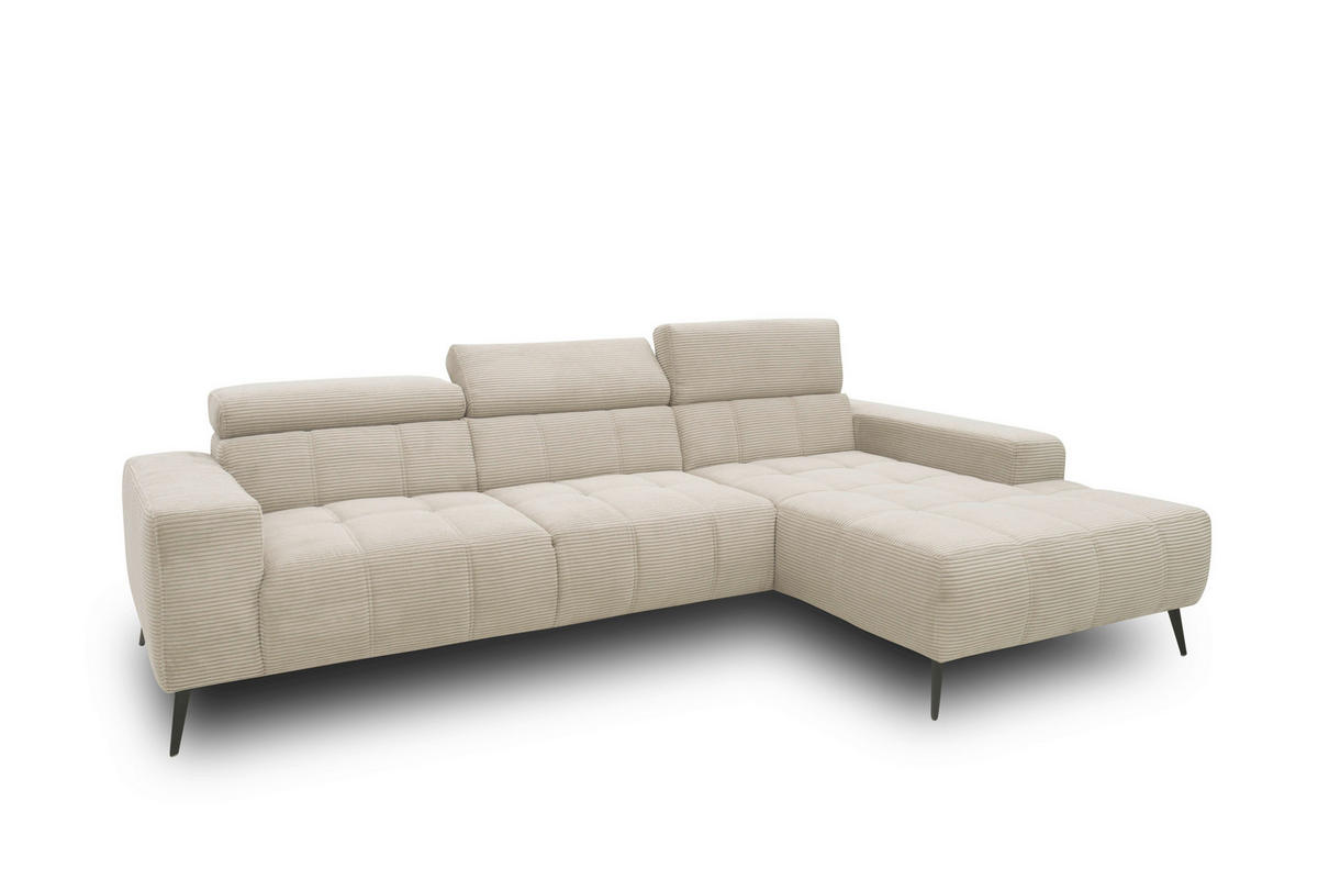 ECKSOFA TRENTO Taupe Mikrofaser  - Taupe/Dunkelgrau, MODERN, Textil/Metall (287/175cm) - MID.YOU