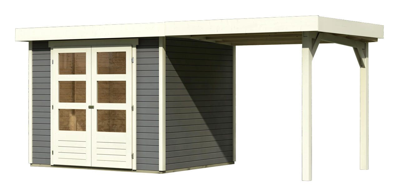 Gartenhaus Mit Anbaudach Terragrau 482x211x217cm