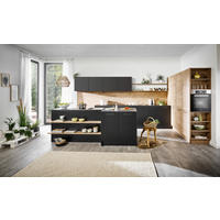 EINBAUKÜCHE DK309  - Eichefarben/Schwarz, Design, Holzwerkstoff - Dieter Knoll