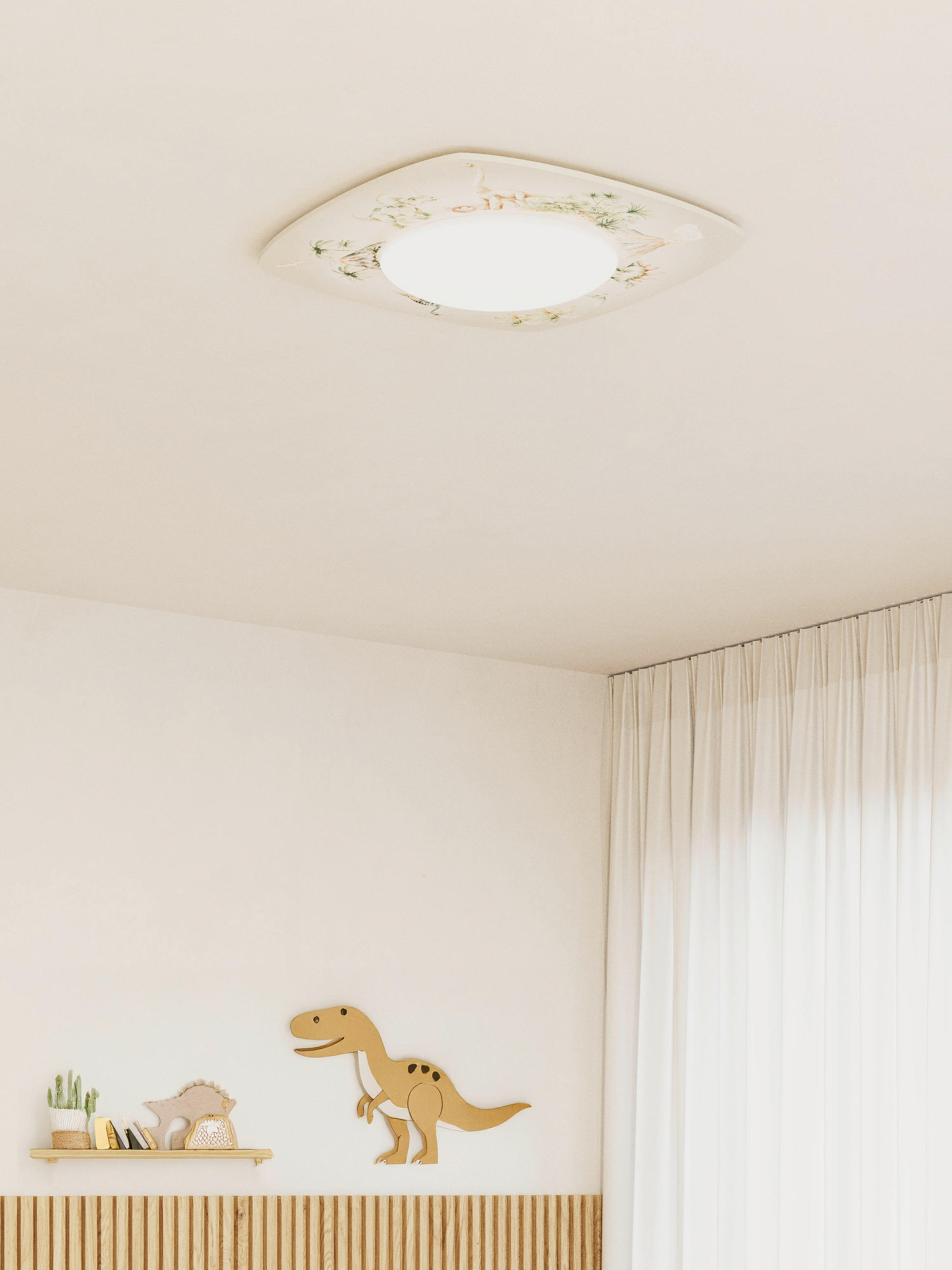 LED-KINDERDECKENLEUCHTE Jurassic 58/58/12 cm   - Weiß, Basics, Holz (58/58/12cm)