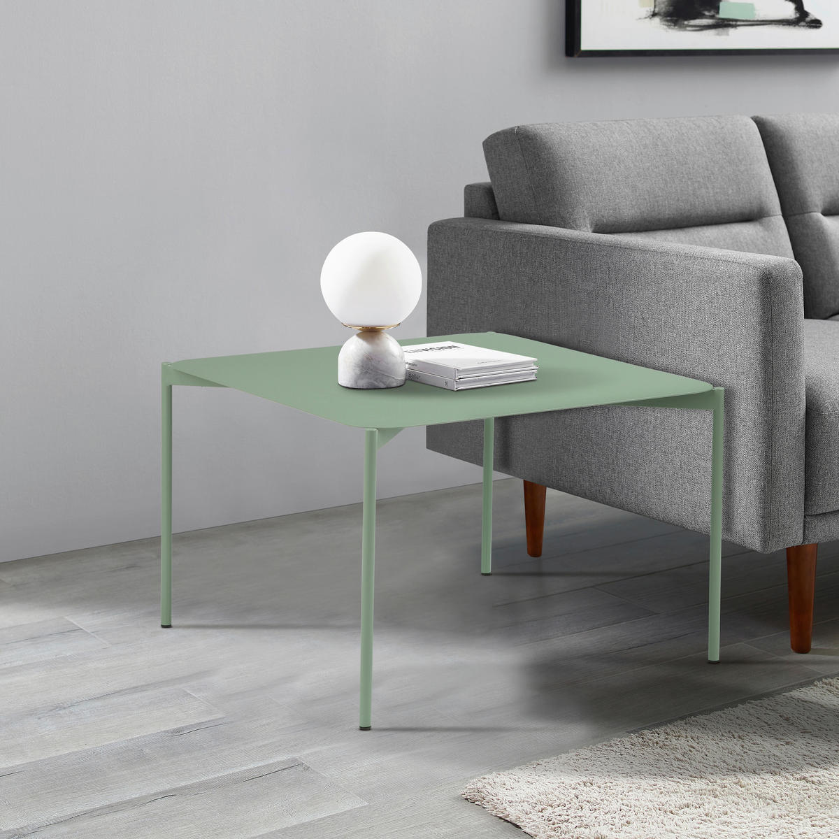 COUCHTISCH 60/60/40 cm quadratisch Grün  - Grün, Design, Metall (60/60/40cm) - Carryhome