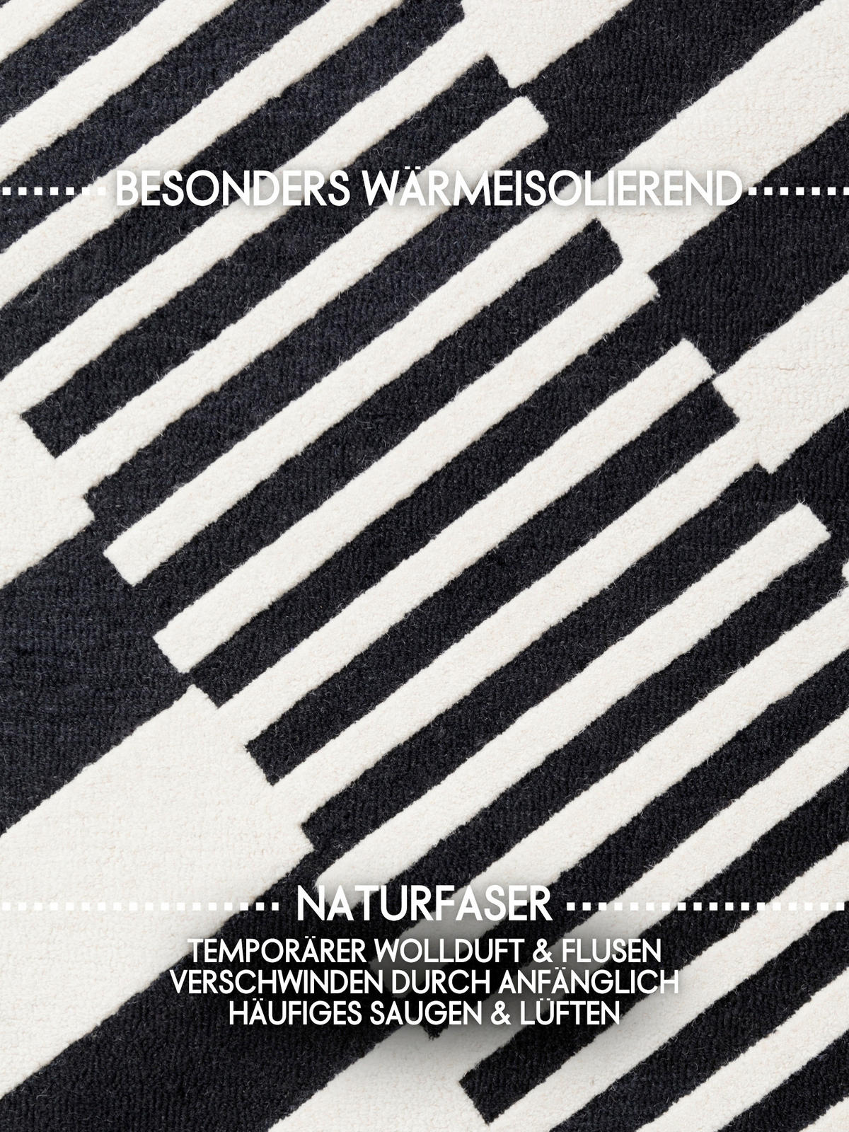 WOLLTEPPICH 120/180 cm Stryve Schwarz, Weiß rechteckig  - Schwarz/Weiß, Basics, Textil (120/180cm) - Elle Decoration