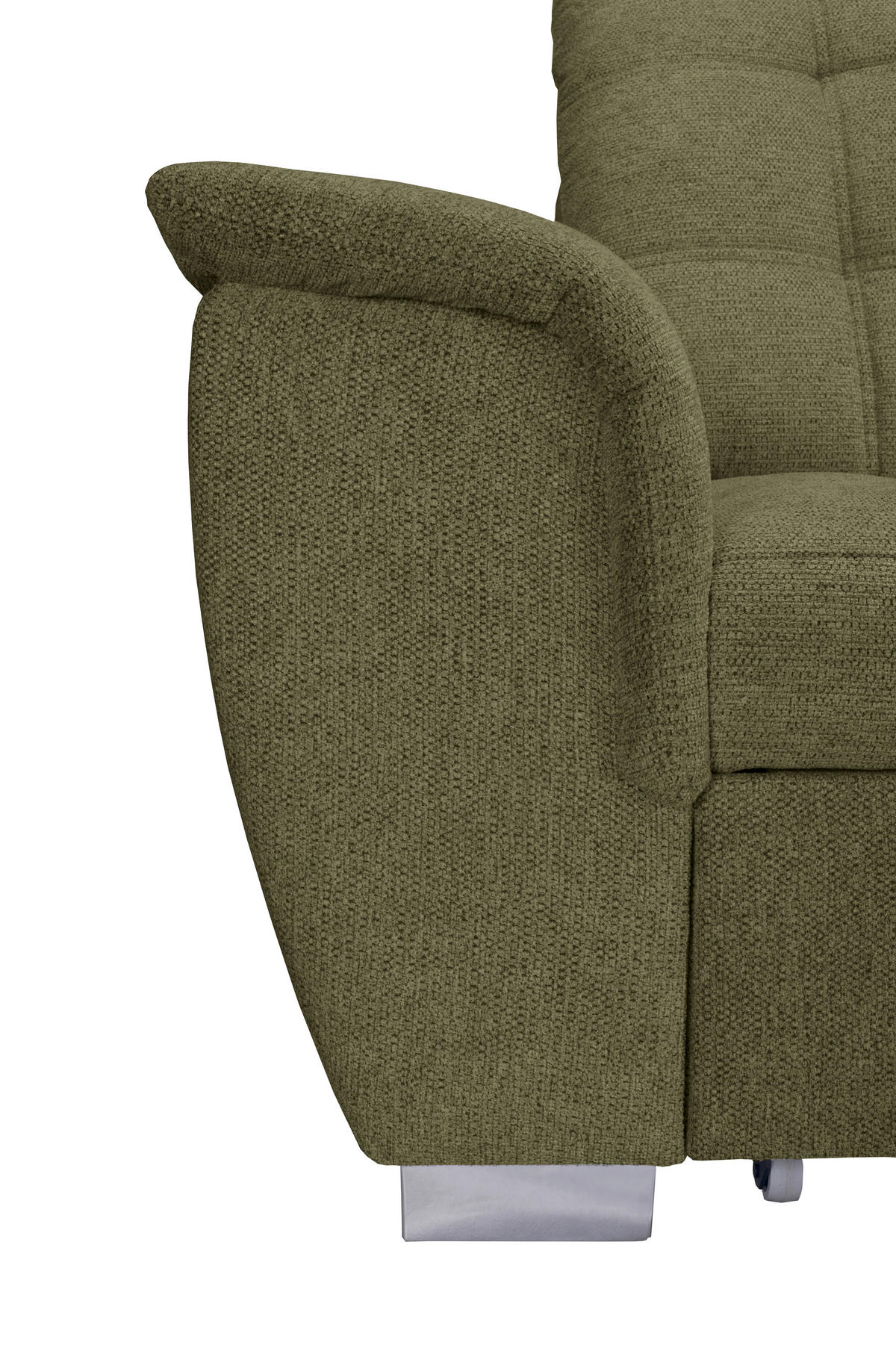 ECKSOFA Olivgrün Chenille  - Chromfarben/Olivgrün, KONVENTIONELL, Kunststoff/Textil (260/205cm) - Carryhome