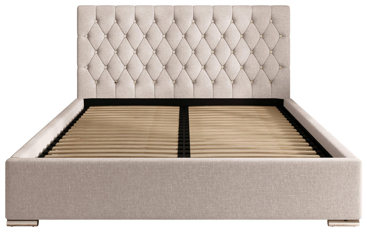 POLSTERBETT 200/200 cm,  in Hellgrau, gepolstertes Kopfteil, Lattenrost, Bettkasten,  - Chromfarben/Hellgrau, MODERN, Holz/Kunststoff (200/200cm) - Chameo