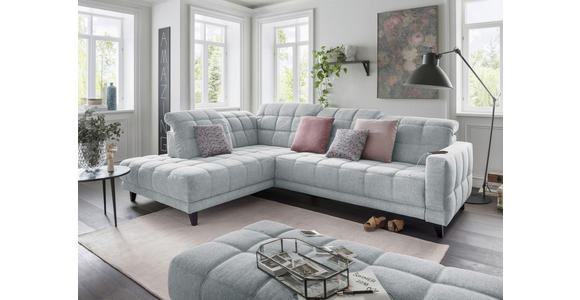 ECKSOFA in Webstoff Hellgrau  216/302 cm  - Hellgrau/Schwarz, Design, Holz/Textil (216/302cm) - Xora
