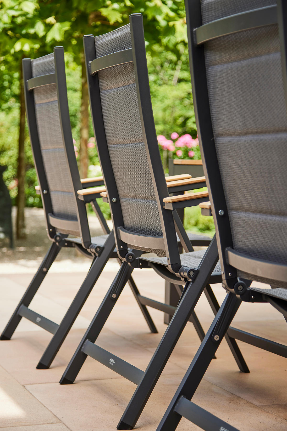 GARTENKLAPPSESSEL Teakholz Aluminium Anthrazit  - Anthrazit, KONVENTIONELL, Holz/Kunststoff (59/110/68cm) - Siena Garden