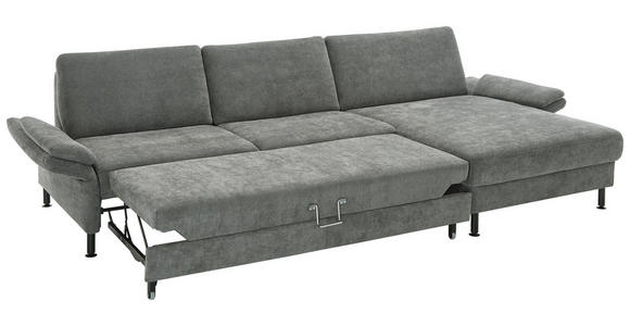 ECKSOFA in Chenille, Flachgewebe Dunkelgrau 316/175 cm - Dunkelgrau/Schwarz, Design, Textil/Metall (316/175cm) - Dieter Knoll