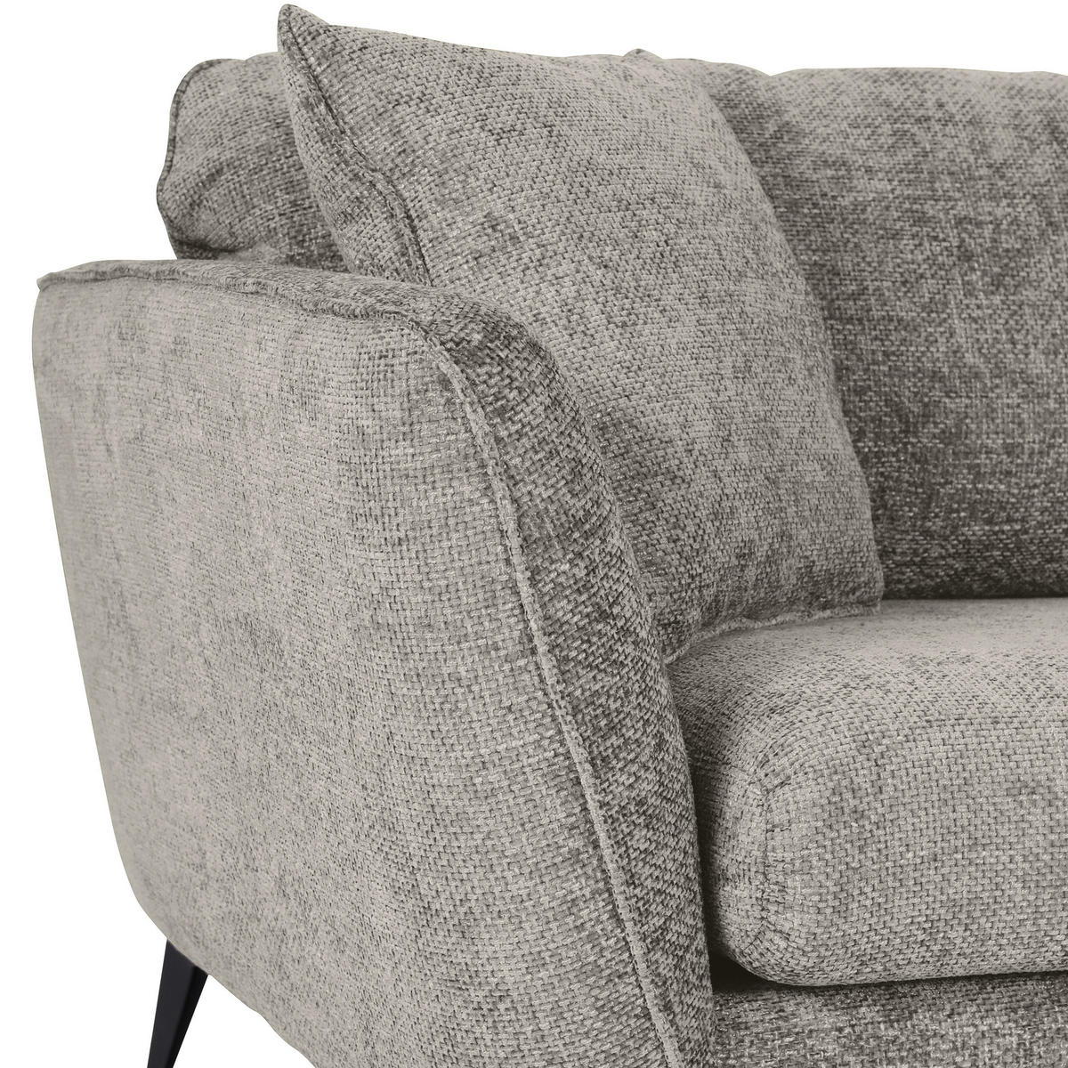 BIGSOFA in Chenille Hellgrau  - Hellgrau/Schwarz, Konventionell, Textil/Metall (215/70/98cm) - Carryhome