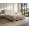 POLSTERBETT 180/200 cm,  in Beige, gepolstertes Kopfteil, Lattenrost, Bettkasten,  - Chromfarben/Beige, MODERN, Holz/Kunststoff (180/200cm) - Chameo