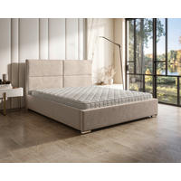 POLSTERBETT 200/200 cm,  in Beige, gepolstertes Kopfteil, Lattenrost, Bettkasten,  - Chromfarben/Beige, MODERN, Holz/Kunststoff (200/200cm) - Chameo