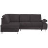 ECKSOFA in Flachgewebe Graubraun  186/255 cm  - Graubraun/Silberfarben, KONVENTIONELL, Holz/Textil (186/255cm) - Cantus