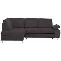 ECKSOFA in Flachgewebe Graubraun  186/255 cm  - Graubraun/Silberfarben, KONVENTIONELL, Holz/Textil (186/255cm) - Cantus