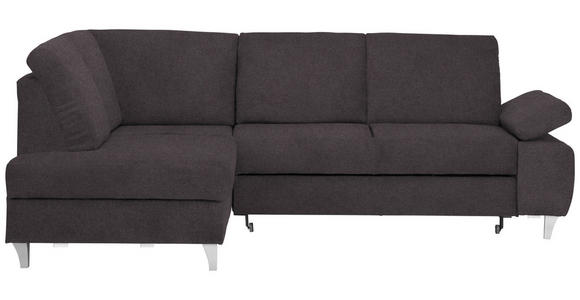 ECKSOFA in Flachgewebe Graubraun  - Graubraun/Silberfarben, KONVENTIONELL, Holz/Textil (186/255cm) - Cantus