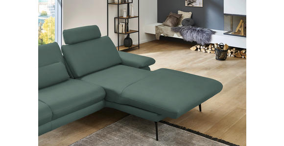 ECKSOFA in Echtleder Opal 310/180 cm - Opal/Schwarz, Design, Leder/Metall (310/180cm) - Dieter Knoll