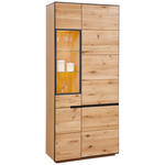 VITRINE Wildeiche furniert, massiv Anthrazit, Eichefarben  - Eichefarben/Anthrazit, Natur, Holz/Metall (89/200/38cm) - Linea Natura