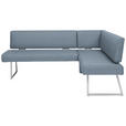 ECKBANK 185/160 cm  in Blau, Edelstahlfarben  - Blau/Edelstahlfarben, Design, Textil/Metall (185/160cm) - Dieter Knoll