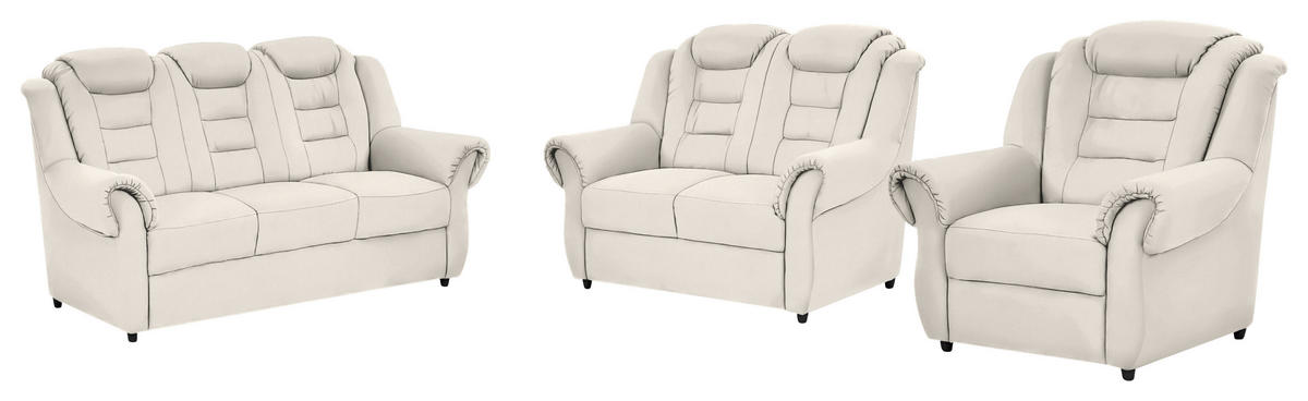 SITZGARNITUR in Lederlook Weiss  - Weiss/Schwarz, Konventionell, Kunststoff/Textil - Livetastic