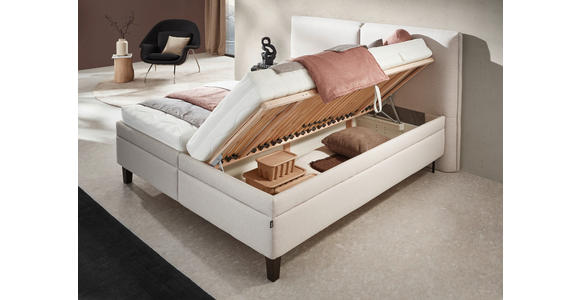 POLSTERBETT Matratze, Lattenrost, Bettkasten 180/200 cm  in Beige  - Beige/Weiß, KONVENTIONELL, Holz/Textil (180/200cm) - Dieter Knoll