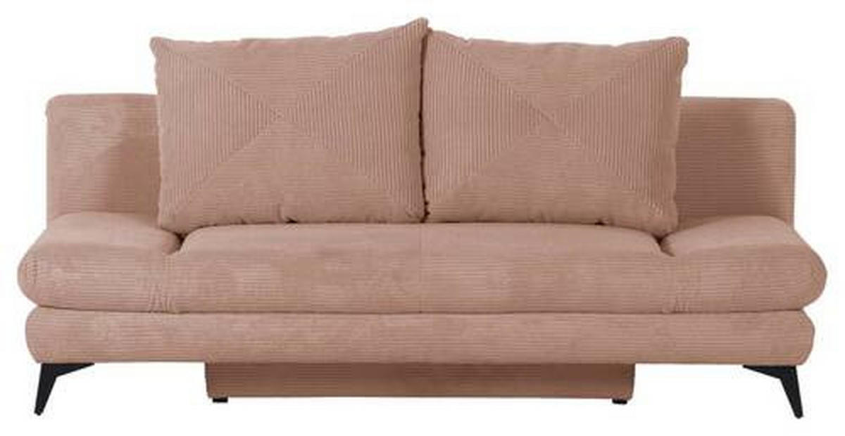 SCHLAFSOFA in Cord Rosa  - Schwarz/Rosa, Konventionell, Textil/Metall (200/78/95cm) - home24