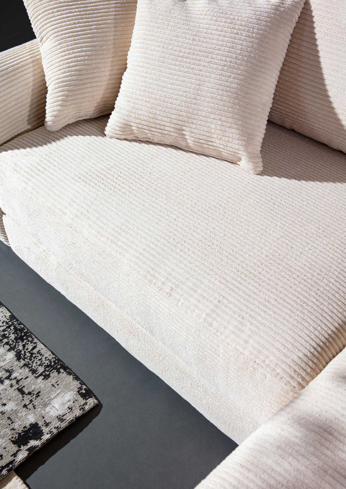 ECKSOFA Beige Cord  - Beige/Schwarz, Design, Kunststoff/Textil (240/175cm) - Landscape