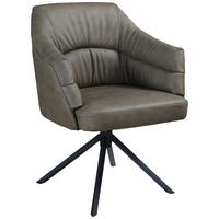 ARMLEHNSTUHL  Sitzfläche 360° drehbar, automatische Rückholfunktion  Echtleder  Braun  - Schwarz/Braun, Design, Leder/Metall (70/89/65,5cm) - Novel