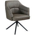 ARMLEHNSTUHL  Sitzfläche 360° drehbar, automatische Rückholfunktion  Echtleder  Braun  - Schwarz/Braun, Design, Leder/Metall (70/89/65,5cm) - Novel