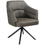 ARMLEHNSTUHL  Sitzfläche 360° drehbar, automatische Rückholfunktion  Echtleder  Braun  - Schwarz/Braun, Design, Leder/Metall (70/89/65,5cm) - Novel