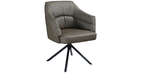 ARMLEHNSTUHL  Sitzfläche 360° drehbar, automatische Rückholfunktion  Echtleder  Braun  - Schwarz/Braun, Design, Leder/Metall (70/89/65,5cm) - Novel