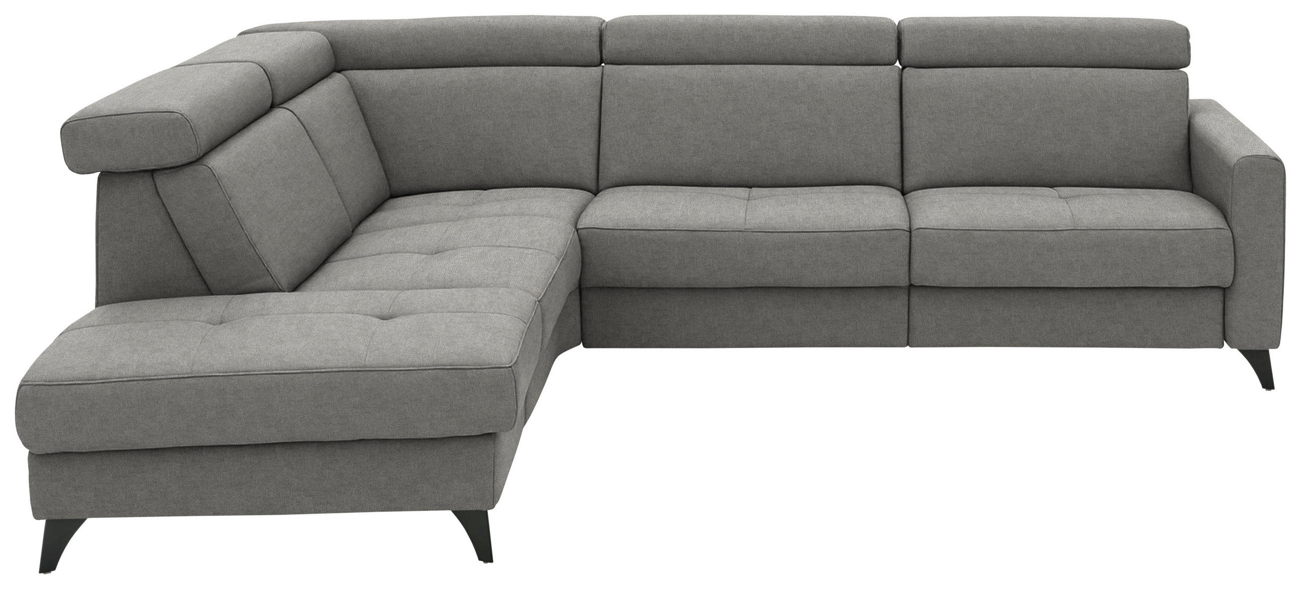 ECKSOFA Beldomo System in Flachgewebe Grau Kopfteilverstellung  214/276 cm  - Schwarz/Grau, KONVENTIONELL, Textil/Metall (214/276cm) - Beldomo System