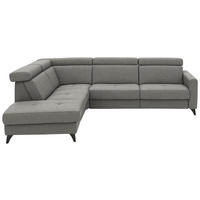 ECKSOFA Beldomo System in Flachgewebe Grau Kopfteilverstellung  214/276 cm  - Schwarz/Grau, KONVENTIONELL, Textil/Metall (214/276cm) - Beldomo System