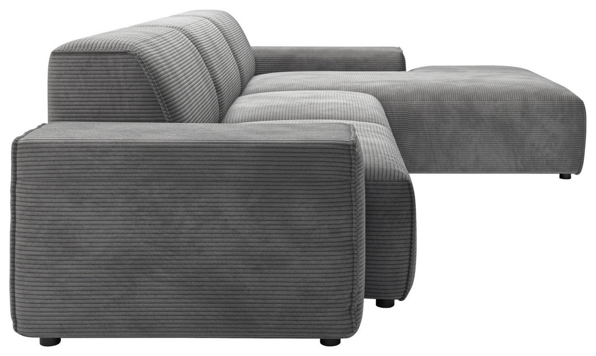 ECKSOFA in Cord Dunkelgrau  - Dunkelgrau/Schwarz, Design, Kunststoff/Textil (300/189cm) - Pure Home Lifestyle