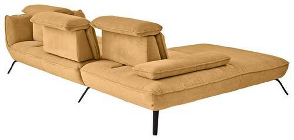 ECKSOFA in Cord Currygelb  - Currygelb/Schwarz, Design, Textil/Metall (202/301cm) - Moderano