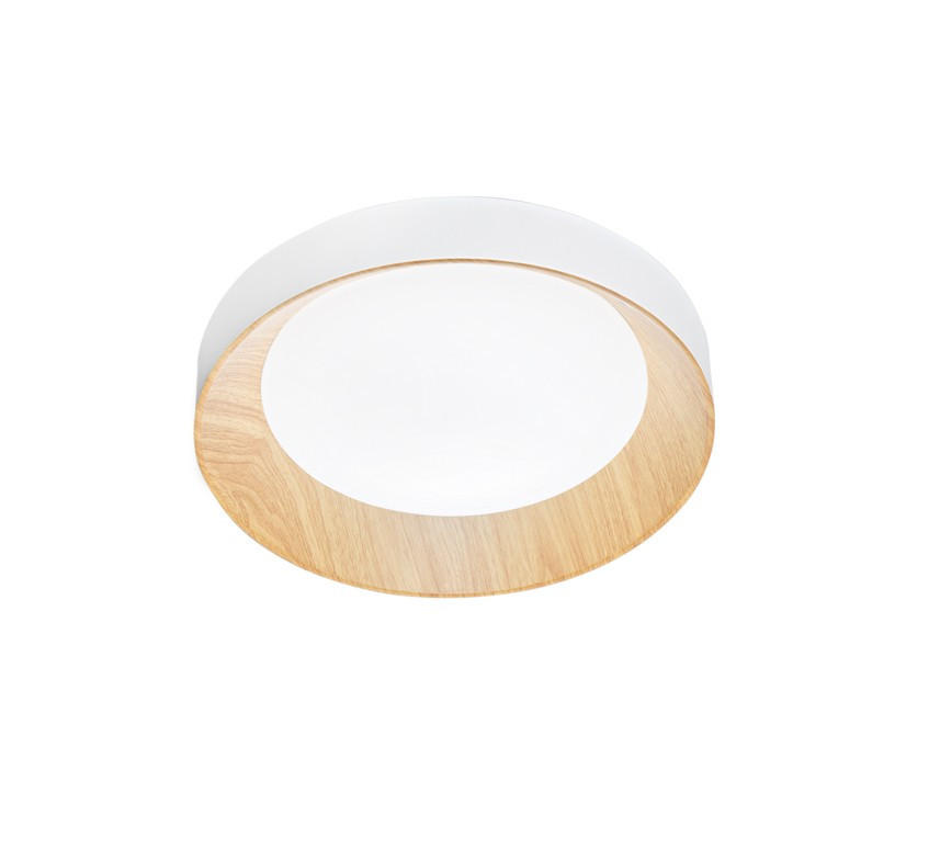 LED-DECKENLEUCHTE Luce Ambiente e Design 40/8,5 cm   - Weiß Hochglanz/Buche Kolonial, LIFESTYLE, Kunststoff/Metall (40/8,5cm)