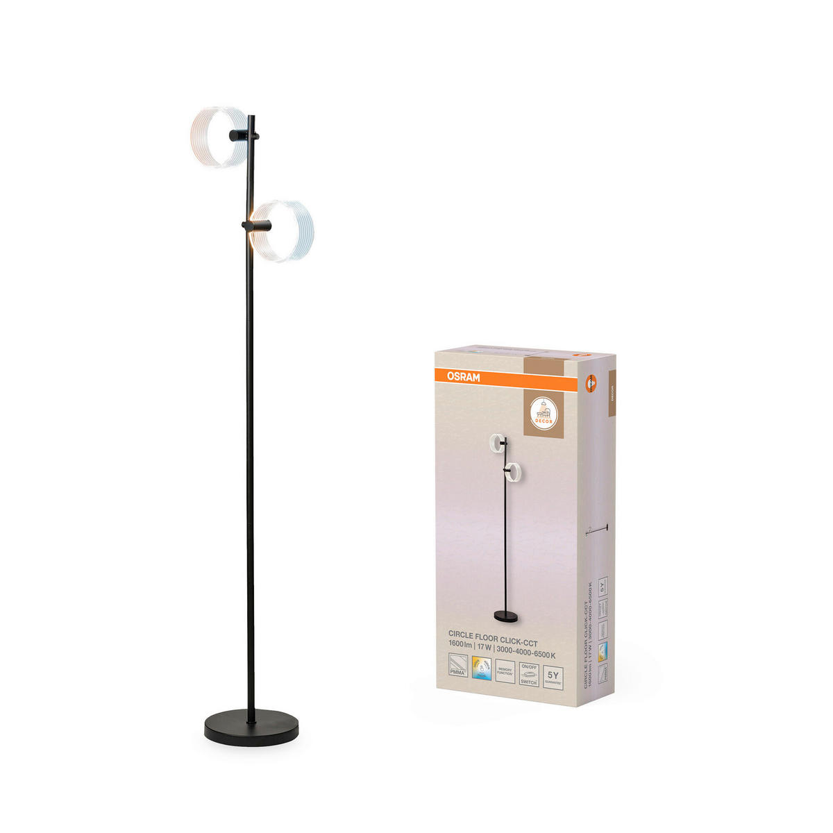 LED-STEHLEUCHTE 34/23/152,5 cm    - Schwarz, Design, Kunststoff (34/23/152,5cm) - Osram