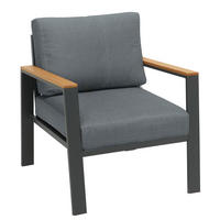 LOUNGESESSEL in Holz, Metall, Textil Anthrazit, Grau, Naturfarben  - Anthrazit/Naturfarben, Design, Holz/Textil (73/74/75cm) - Ambia Garden