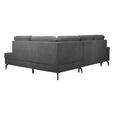 ECKSOFA Anthrazit Velours Bettkasten, Sitzvorzug  - Anthrazit/Schwarz, KONVENTIONELL, Textil/Metall (253/206cm) - Venda