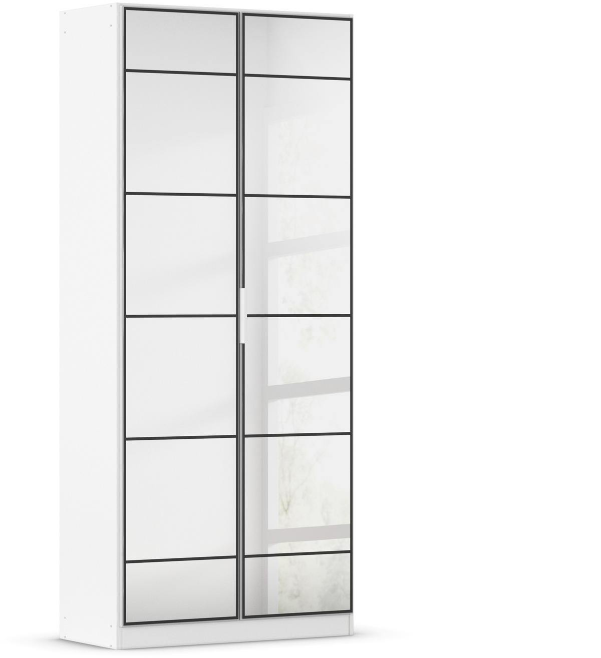 DREHTÜRENSCHRANK in Schwarz, Weiss  - Weiss/Schwarz, Design, Glas/Holzwerkstoff (90/210/41cm) - Boxxx