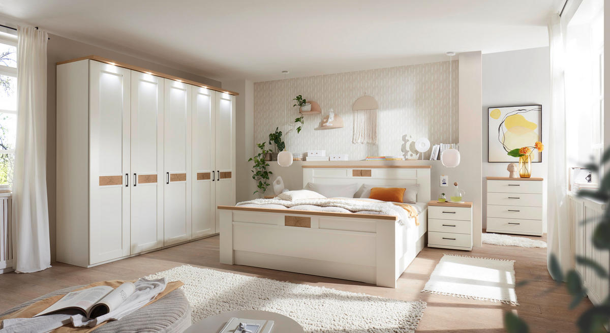 DREHTÜRENSCHRANK 250/216/60 cm,  in Weiß, Eiche Bianco, 5-türig  - Eiche Bianco/Schwarz, LIFESTYLE, Holzwerkstoff/Metall (250/216/60cm) - Landscape