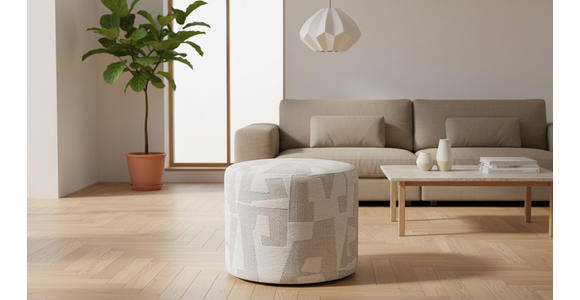 HOCKER Jacquard Weiß  - Weiß, LIFESTYLE, Textil (45/40/45cm) - Xora