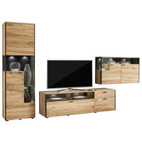 WOHNWAND  in Anthrazit, Eichefarben  353/207/53 cm  - Eichefarben/Anthrazit, Design, Glas/Holz (353/207/53cm) - Schöner Wohnen