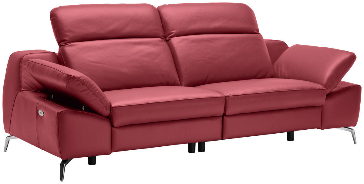 HÁROMÜLÉSES KANAPÉ bőr piros  - krómszínű/fekete, Design, műanyag/bőr (234/83-99/110cm) - Celina Home