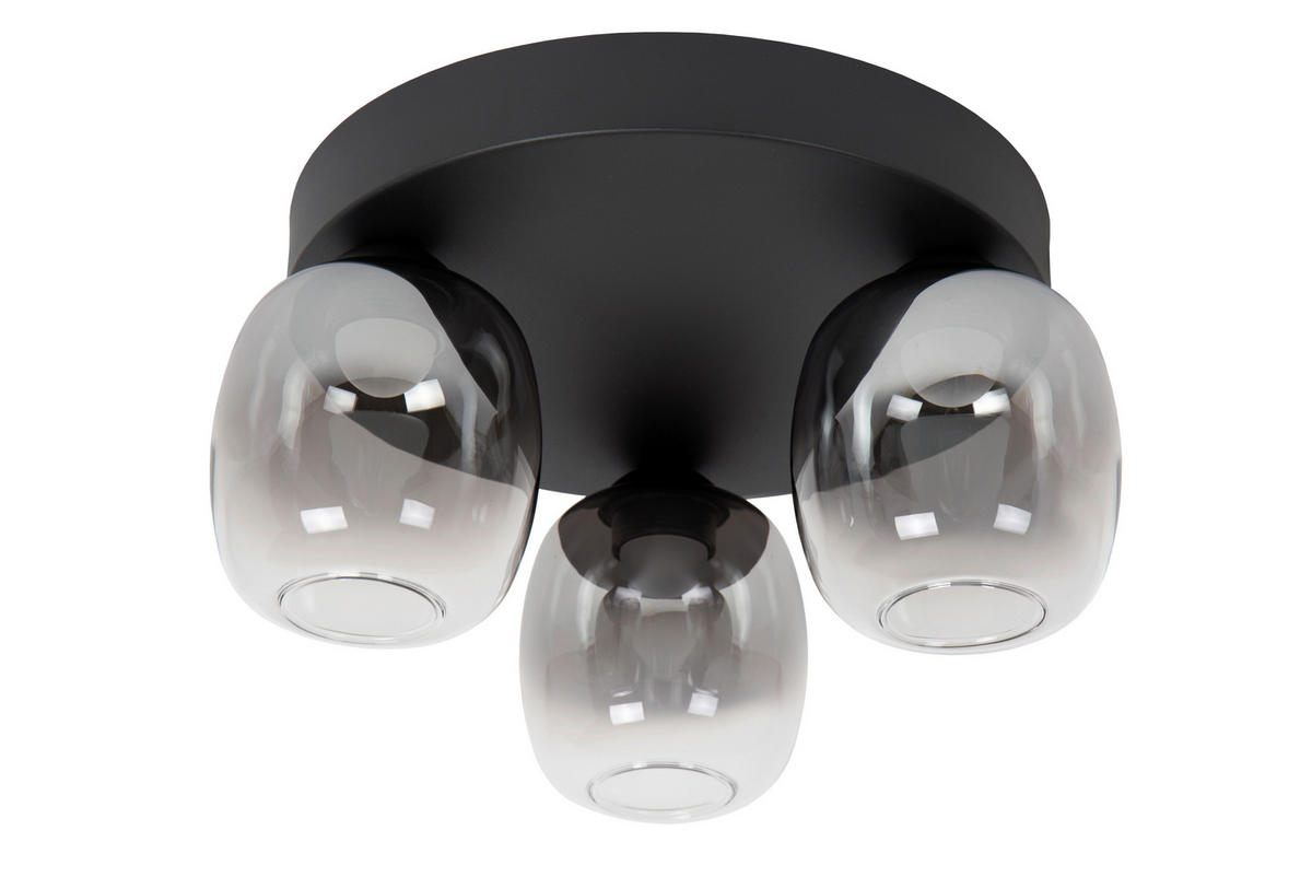 DECKENLEUCHTE TAMINO 36/36/18.5 cm   - Schwarz, Design, Metall (36/36/18.5cm) - Lucide