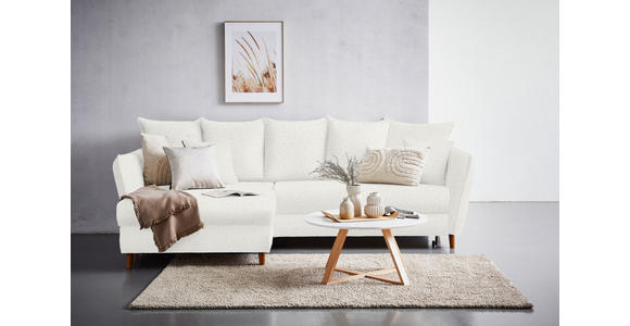 ECKSOFA in Chenille Creme  - Eichefarben/Creme, KONVENTIONELL, Holz/Textil (284/162cm) - Carryhome