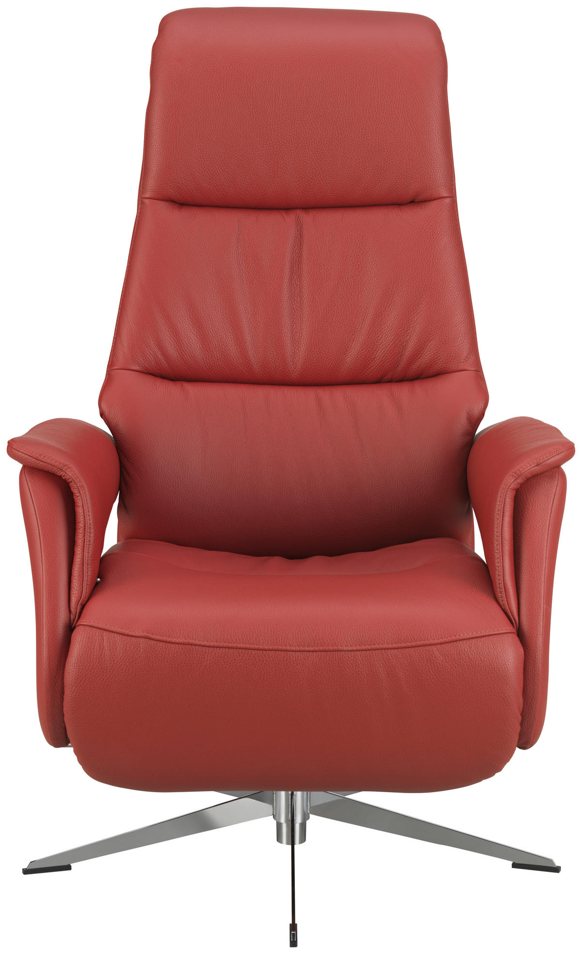 RELAXSESSEL in Leder Rot  - Chromfarben/Rot, Design, Leder/Metall (74/108/86cm) - Welnova