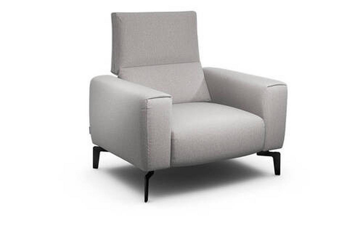 SESSEL in Chenille Hellgrau  - Hellgrau/Schwarz, Design, Textil/Metall (110/85/86-94cm) - SENSOO