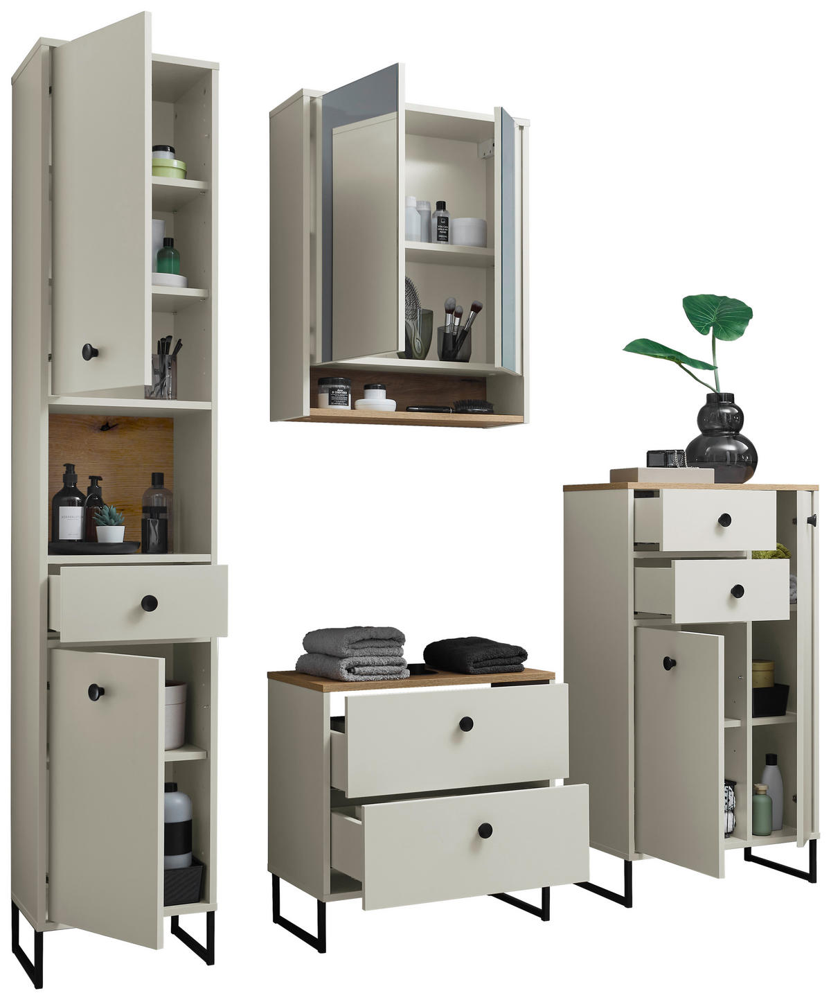 WASCHBECKENUNTERSCHRANK 60/60/35 cm  - Kaschmir/Eichefarben, MODERN, Holzwerkstoff/Kunststoff (60/60/35cm) - MID.YOU