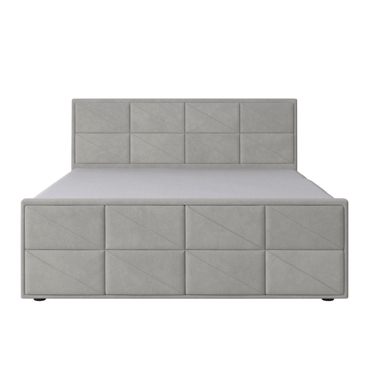 BOXSPRINGBETT 180/200 cm  in Hellgrau  - Hellgrau/Schwarz, Modern, Karton/Holzwerkstoff (180/200cm) - MID.YOU