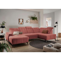 WOHNLANDSCHAFT SANO Koralle Cord  - Koralle/Schwarz, MODERN, Textil/Metall (180/337/200cm) - Livetastic