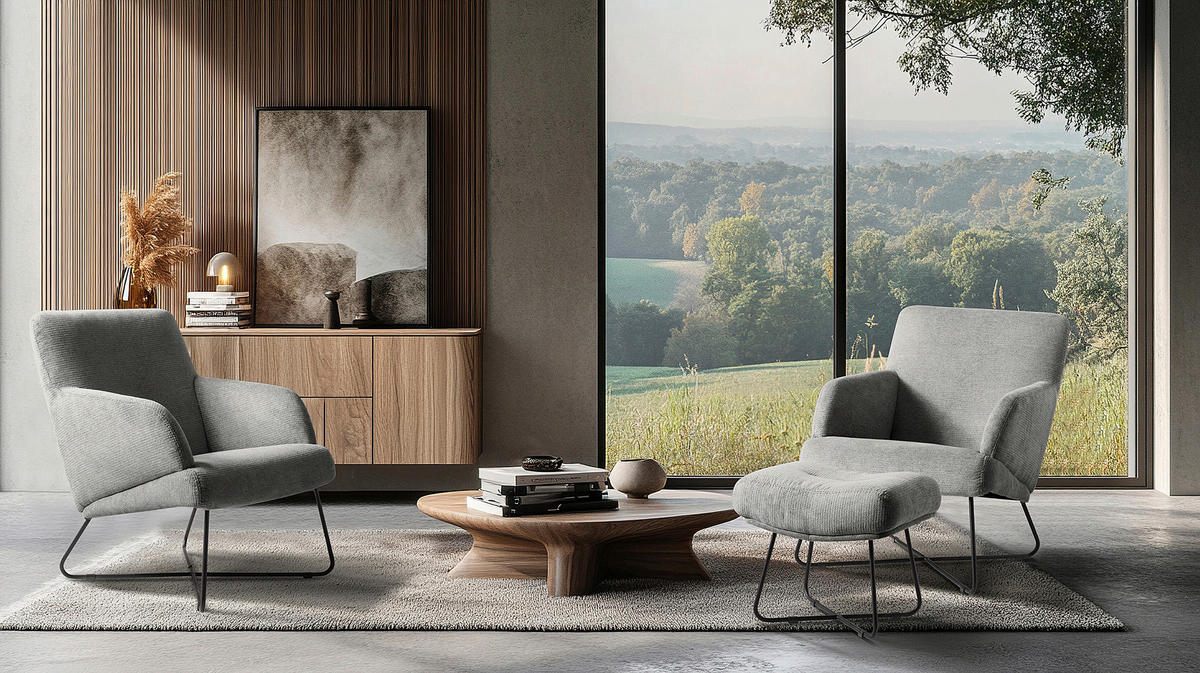 SESSEL Chenille Grau  - Schwarz/Grau, Design, Textil/Metall (67/87/74cm) - Livetastic