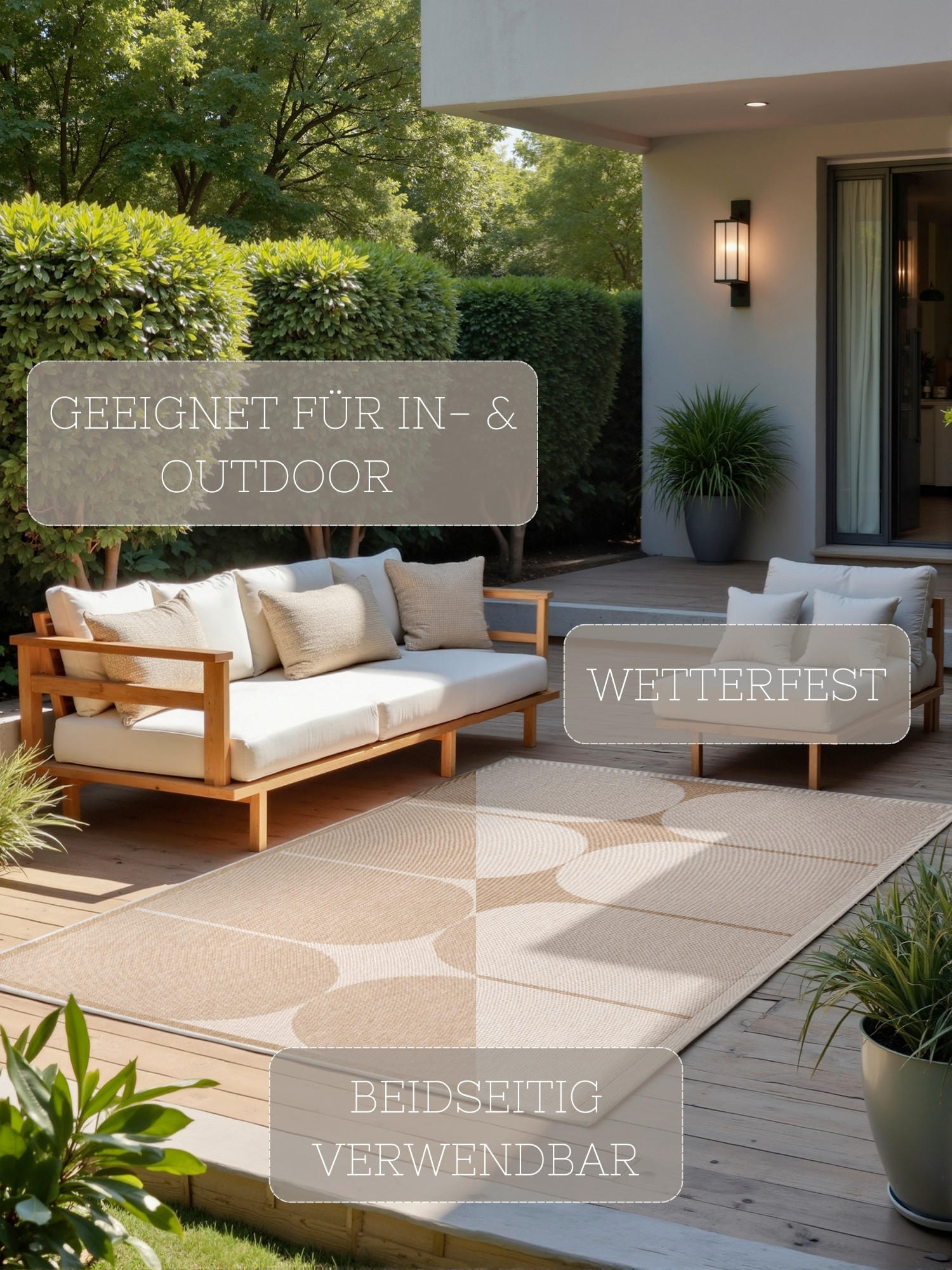 OUTDOORTEPPICH 120/170 cm Duet Weiß, Sandfarben  - Sandfarben/Weiß, Design, Kunststoff (120/170cm)